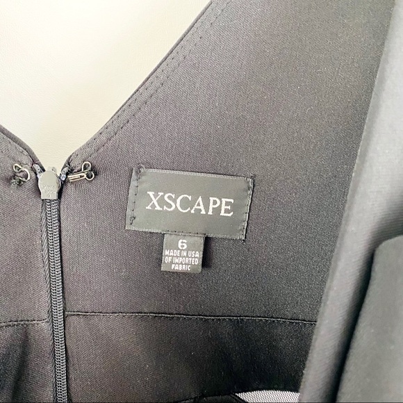 Xscape Printed Fit & Flare Dress Black Pink - Picture 8 of 8